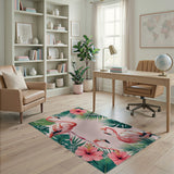 Pink Flamingo Tropical Paradise Area Rug