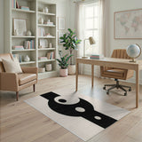 Black White Geometric Abstract Area Rug