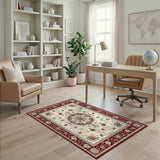 Red Traditional Persian Red Floral Persian Medallion Area Rug