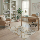 Beige Geometric Crescent Area Rug