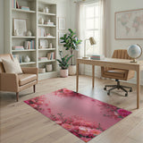 Blush Pink Dahlia Floral Area Rug