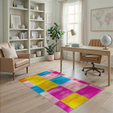 Vibrant Geometric Modern Vibrant Multi-Color Geometric Block Area Rug