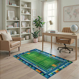 Urban Soccer Field Cityscape Area Rug
