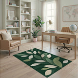 Overlapping Green Leaves Abstract Area Rug