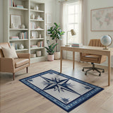 Navy Compass Rose Southwestern Rug