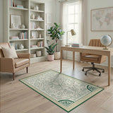 Elegant Green Floral Persian Area Rug