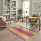 Vibrant Pink Yellow Geometric Lattice Area Rug