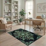 Floral Vintage Ornate Green Medallion Area Rug