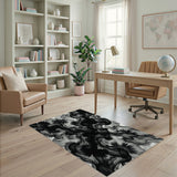 Abstract Ink Splash Black White Area Rug