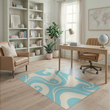Blue and Teal Teal Swirl Abstract Area Rug