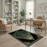 Art Deco Green Fan Geometric Area Rug