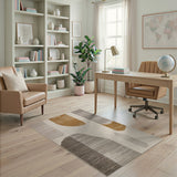 Abstract Beige Grey Woven Area Rug