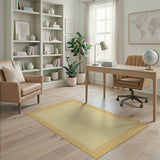 ODIKA Washable Gold Greek Key Area Rug - Low Pile Non-Slip Non-Shedding Pet Friendly Carpet