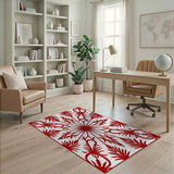 Bold Red Floral Starburst Area Rug