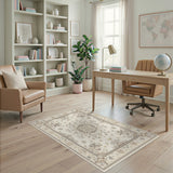 Beige Floral Medallion Vintage Area Rug
