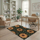 Orange Sunflower Vine Area Rug