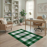 Rustic Farmhouse Green Green Plaid Checkered Area Rug