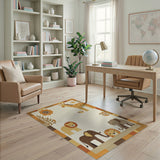 Adorable Cartoon Safari Animals Kids Rug