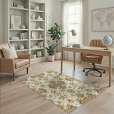 Elegant Gold Floral Baroque Area Rug