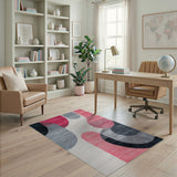 Pink Abstract Pink Grey Geometric Area Rug