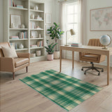 Green Rustic Farmhouse Classic Green Plaid Check Area Rug