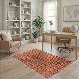 Orange Vibrant Orange Geometric Trellis Area Rug