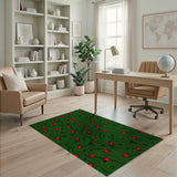 Swirling Green Waves with Red Oval Pods Area Rug