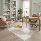 Beige Neutral Abstract Curve Area Rug