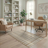 Beige and Neutral Beige Plaid Check Area Rug