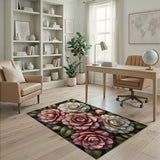 Pink Blush Pink Camellia Floral Area Rug