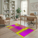 Vibrant Pink Yellow Geometric Geometric Modern Area Rug