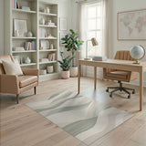 Beige Neutral Wavy Wave Area Rug