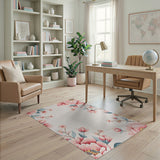 Pink Blush Peony Floral Vintage Area Rug