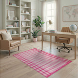 Pink Pink Gingham Check Area Rug