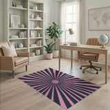 Pink Navy Sunburst Geometric Area Rug