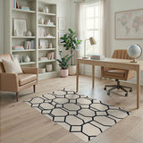 Beige Interlocking Octagon Geometric Rug