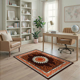Orange Sunburst Medallion Area Rug