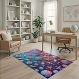 Vibrant Seashell Starfish Area Rug