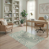 Green Contour Wave Abstract Area Rug