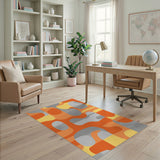 Vibrant Orange Abstract Area Rug