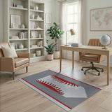 Red Stitch Baseball Gray Area Rug