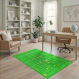 Vibrant Green Pixel Town Area Rug