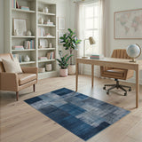 Navy Blue Tribal Patchwork Area Rug