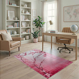 Pink Cherry Blossom Floral Pink Area Rug