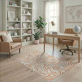 Burnt Orange Geometric Maze Area Rug