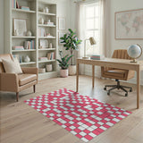 Geometric Modern Vibrant Pink Grid Geometric Area Rug