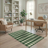 Classic Green Gingham Check Area Rug