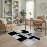 Black White Geometric Modern No. 16 Area Rug