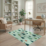 Whimsical Christmas Trees Stars Area Rug