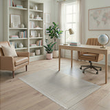 Fringed Beige Boho Woven Area Rug